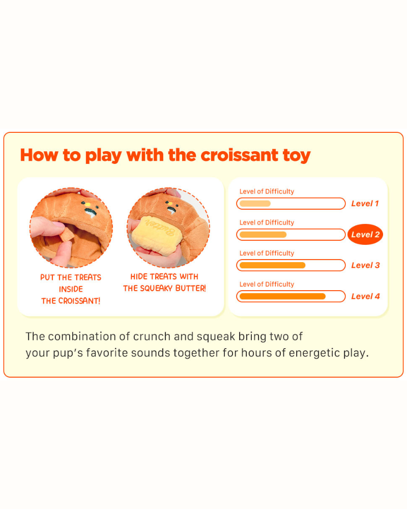 Buttered Croissant Nosework Dog Toy Play BITE ME   