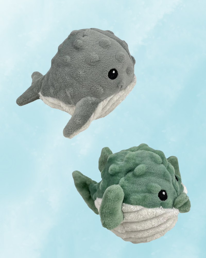 Puffer & Whale Squeaker Ball Dog Toy Set Play PET LOU   