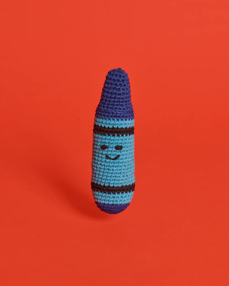 Cotton Crochet Crayon Dog Toy (FINAL SALE) Play WARE OF THE DOG Blue  