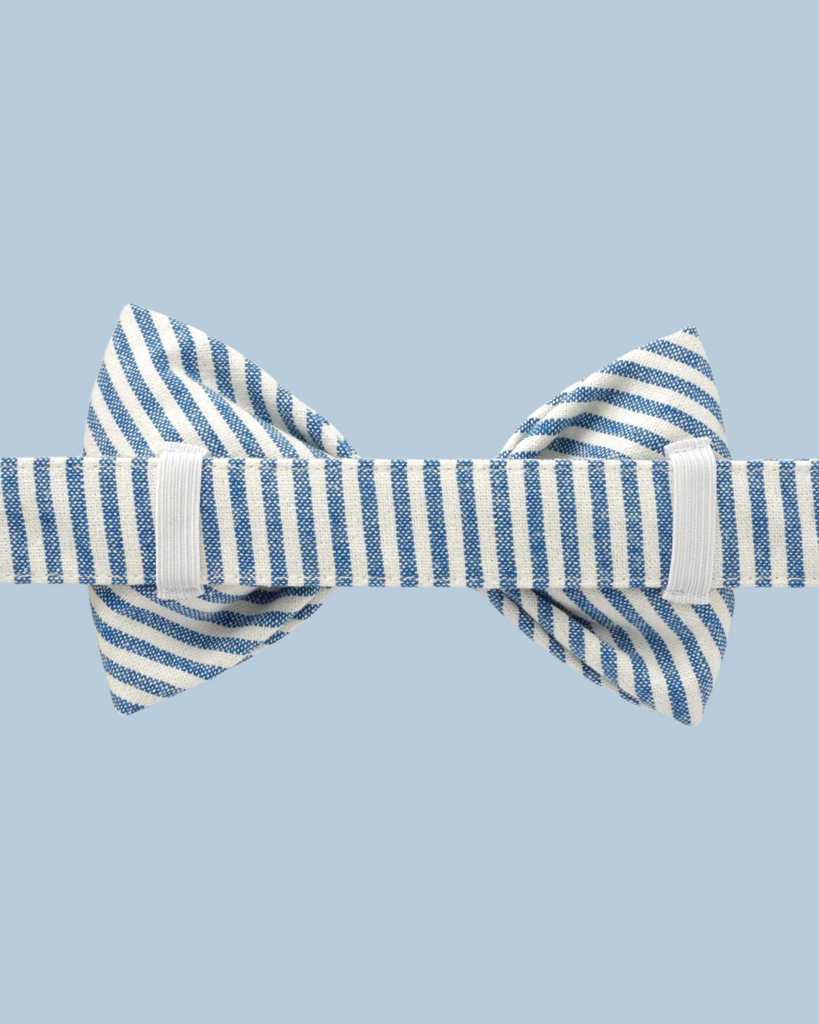 Lake Blue Stripe Spring Dog Bow Tie (Made in the USA) Wear THE FOGGY DOG   