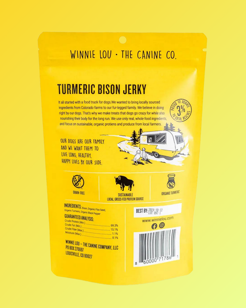 Turmeric Bison Jerky Dog Treat Eat WINNIE LOU   