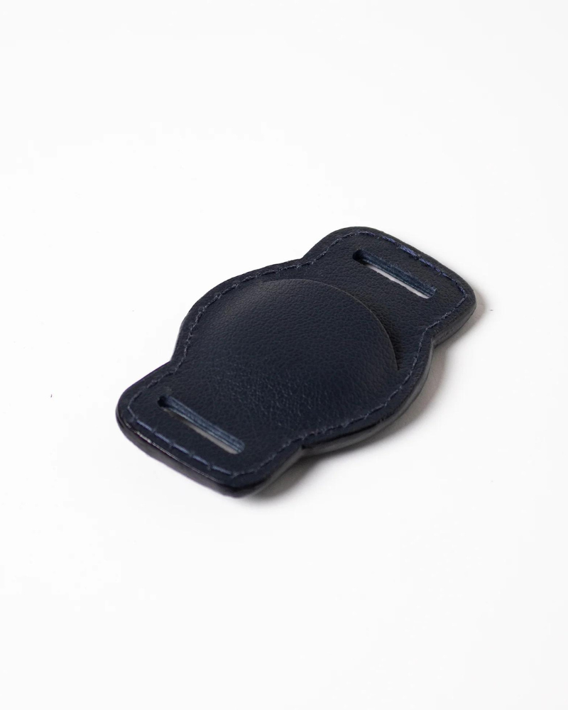 Midnight Navy Leather Airtag Holder (Made in Guatemala) WALK RAMONA FOR YOU   