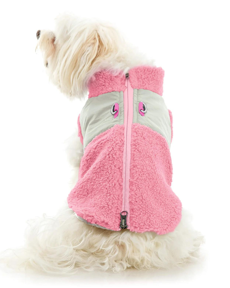 GOOBY Zip Up Sherpa Dog Vest in Pink DOG CO