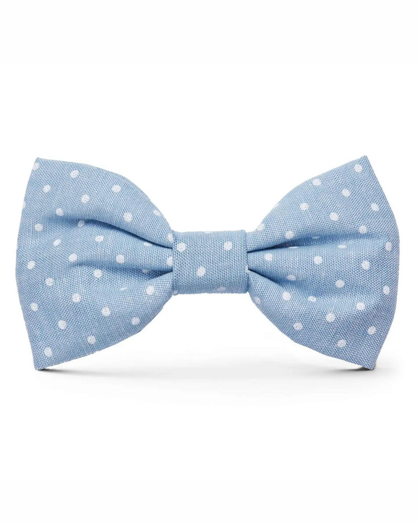 Chambray Dots Dog Bow Tie (Made in the USA)