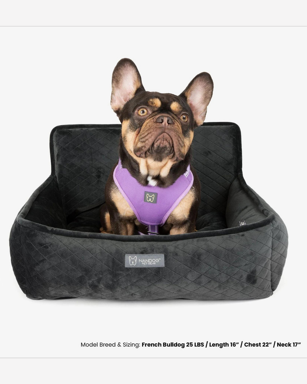 nandog pet gear bed NANDOG PET GEAR | Dark Grey Quilted Dog Car Seat