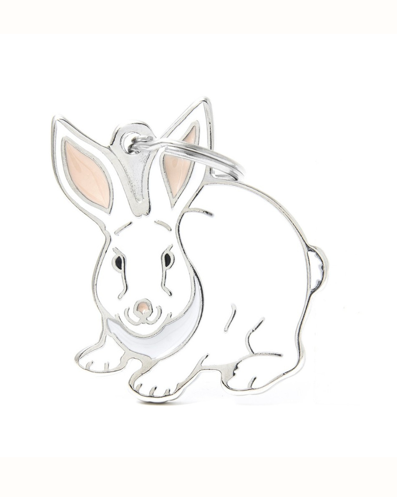 White Rabbit Custom Pet ID Tag Wear MY FAMILY   