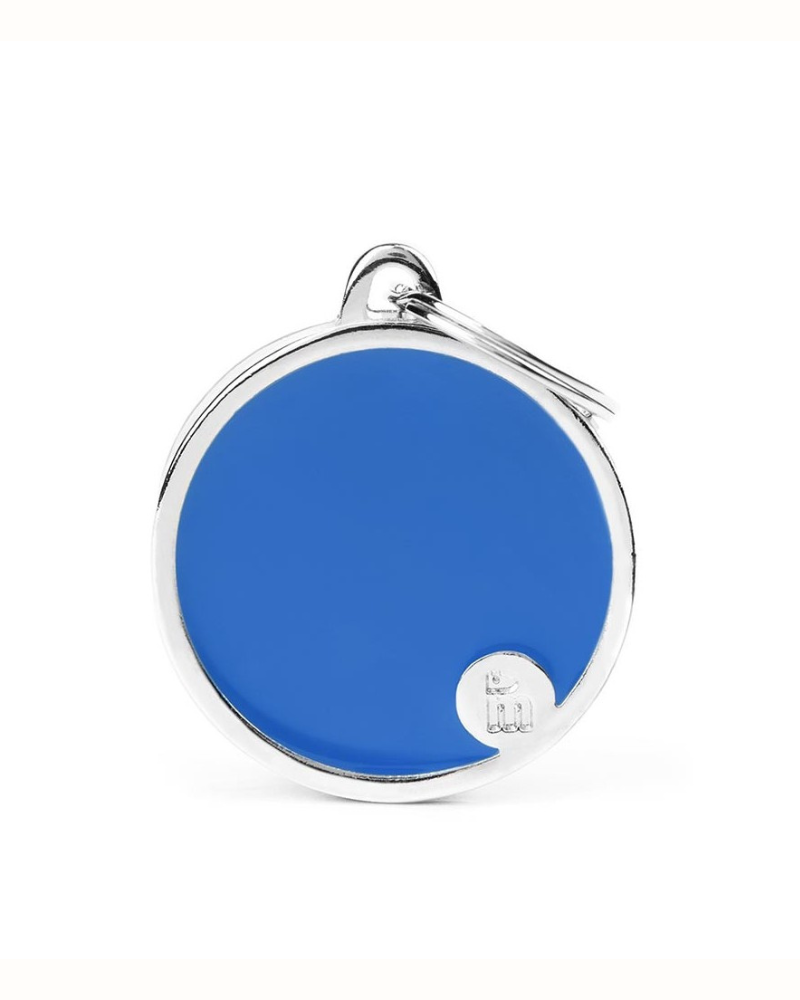Handmade Circle Tag in Blue Custom Pet ID Tag Wear MY FAMILY   