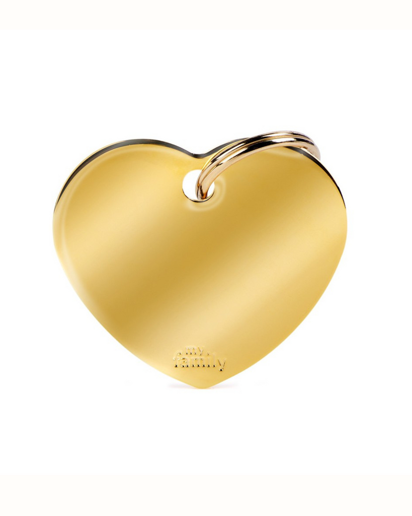 Sweet Heart in Golden Brass Custom Pet ID Tag Wear MY FAMILY   