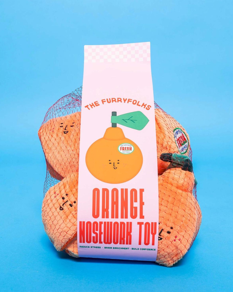 Orange Nosework Dog Toy Play THE FURRY FOLKS   