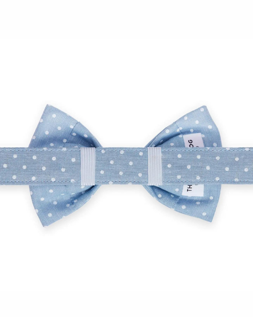 Chambray Dots Dog Bow Tie (Made in the USA)