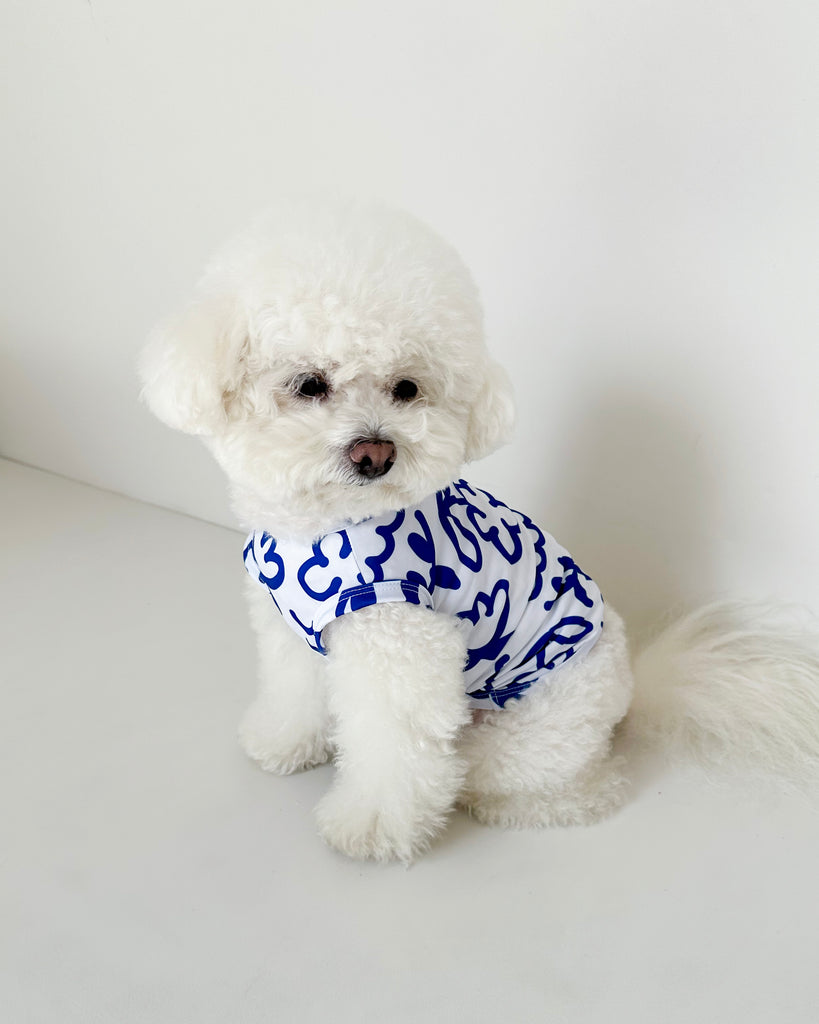 Blue Scribbles Cooling Dog Tee