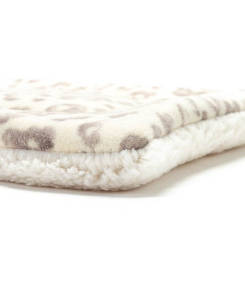 Cream Leopard Plush Fleece Pet Napping Mat (Made in the USA) HOME MUTTS & MITTENS   