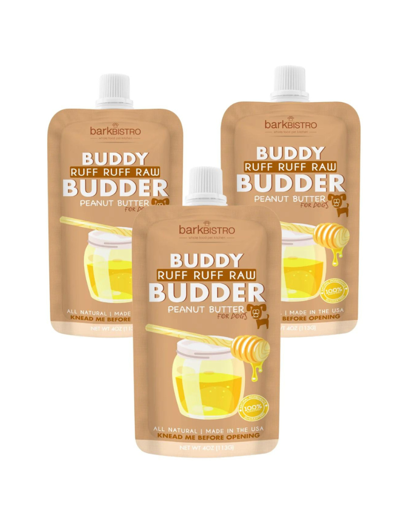 Buddy Budder Peanut Butter Squeeze Pack for Dogs </br> (Made in the USA) Eat BARK BISTRO Ruff Ruff Raw  