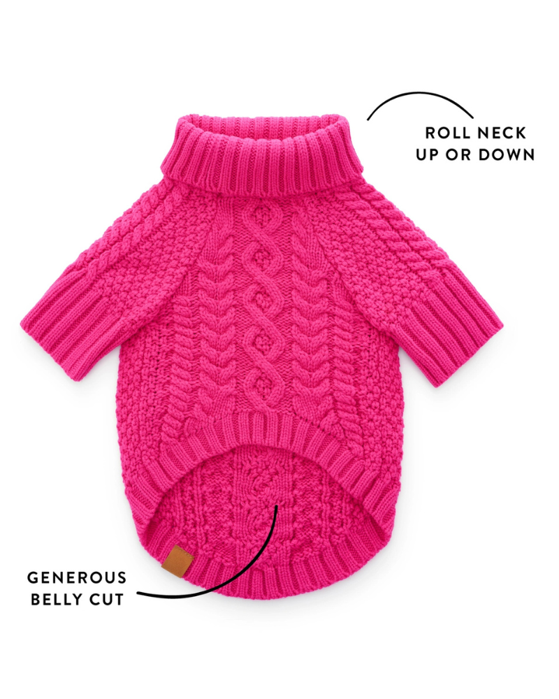 The Foggy Dog Hot Pink Cable Knit Dog Sweater XXL