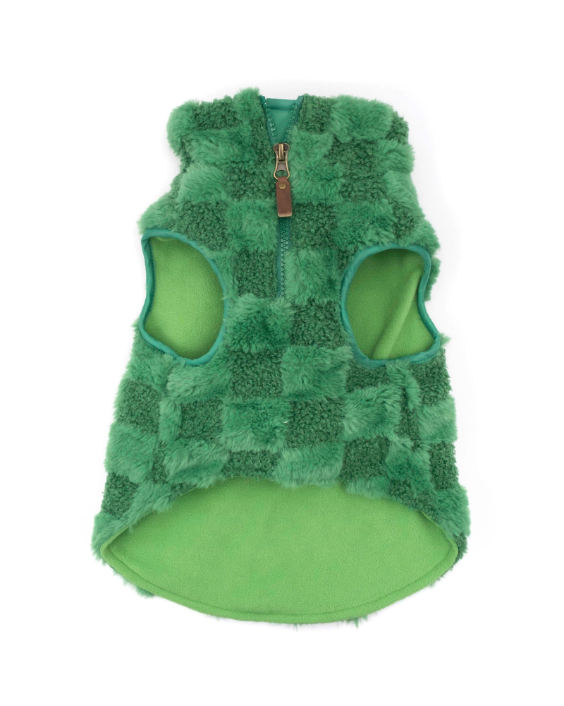 dog gear pullover The Worthy Faux Fur Check 1/2 Zip Dog Coat, Green, X-Small 61cm-and-above Farbe:MOSS GREEN MATT Top Gear - Season Stretchy Pullover Fleece Dog