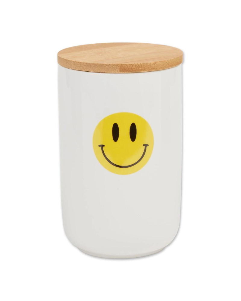 Let's Get Happy Smiley Face Treat Jar Eat BONE DRY   