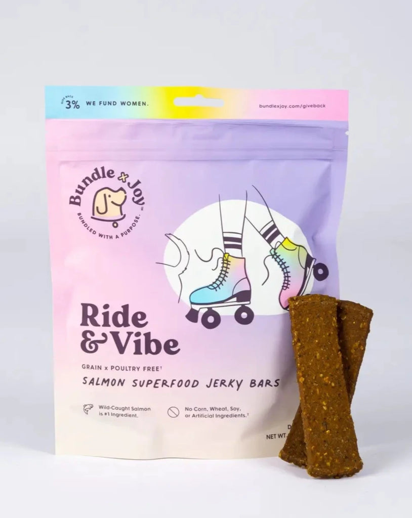 Ride & Vibe Salmon Superfood Jerky Dog Treats (Made in the USA) Eat BUNDLE X JOY   