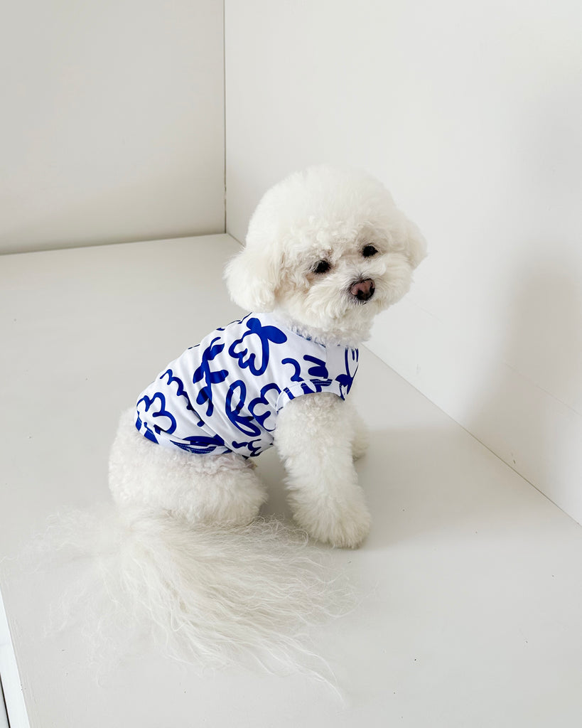Blue Scribbles Cooling Dog Tee