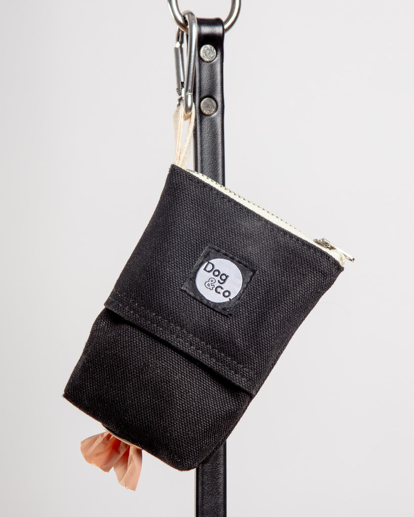 Good Girl Bag Treat + Poop Bag Holder in Black Canvas (Made in NYC) WALK DOG & CO. COLLECTION   