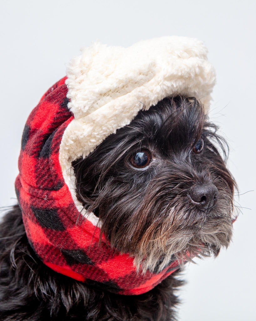 Flannel & Fleece Aviator Dog Hat in Buffalo Plaid (CLEARANCE) Wear THE WORTHY DOG   