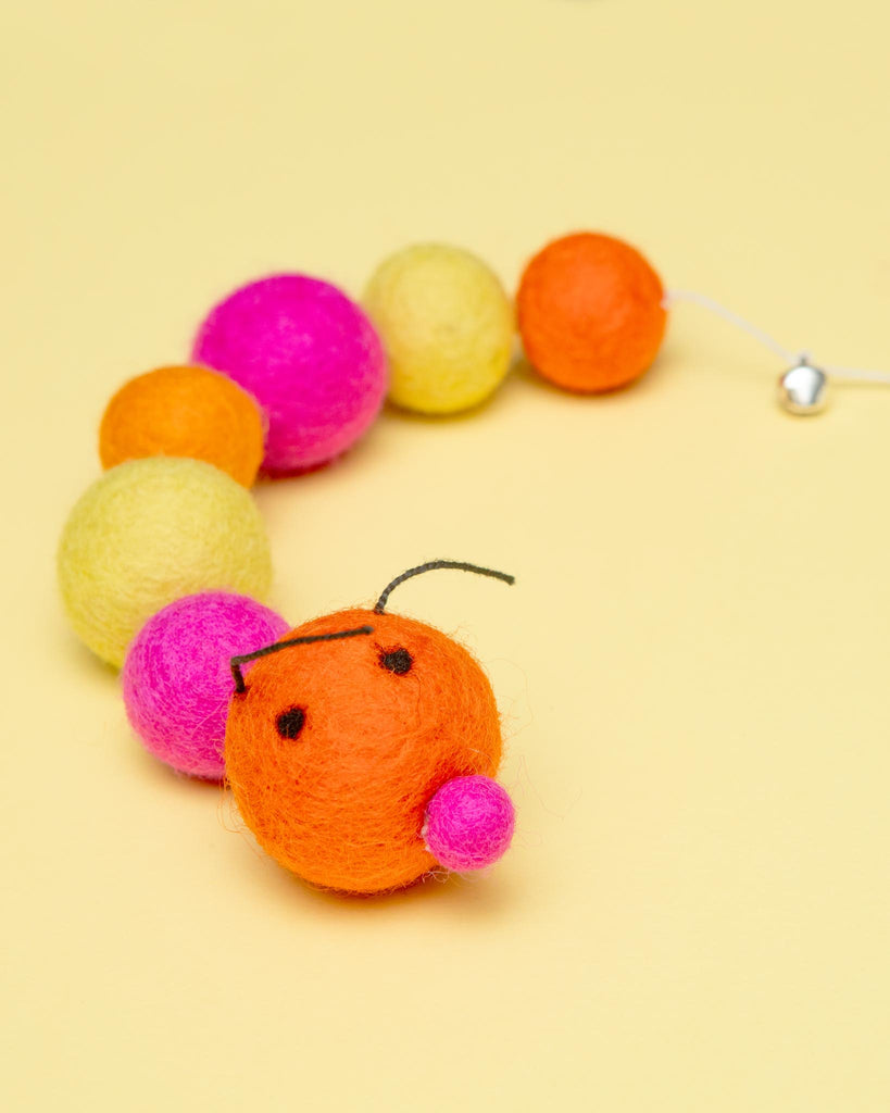 Kat the Caterpillar Wool Cat Toy Play FRIENDSHEEP Pink / Orange / Yellow  