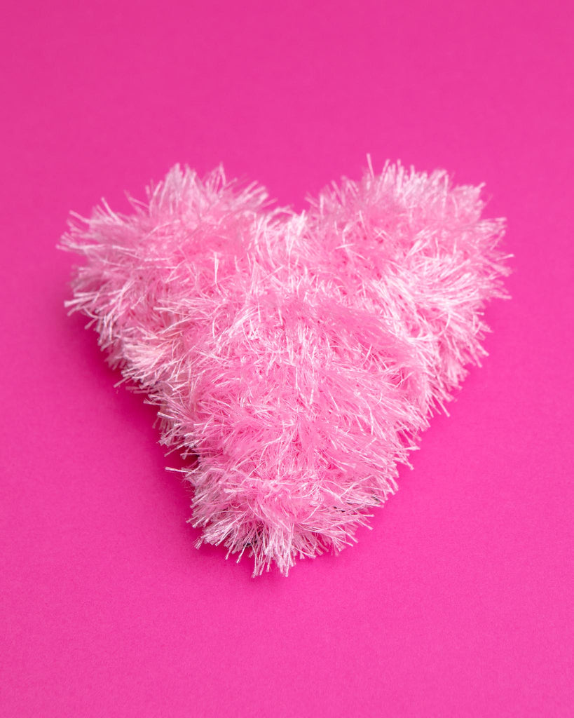 Fuzzy Pink Heart Squeaky Dog Toy Play OOMALOO   