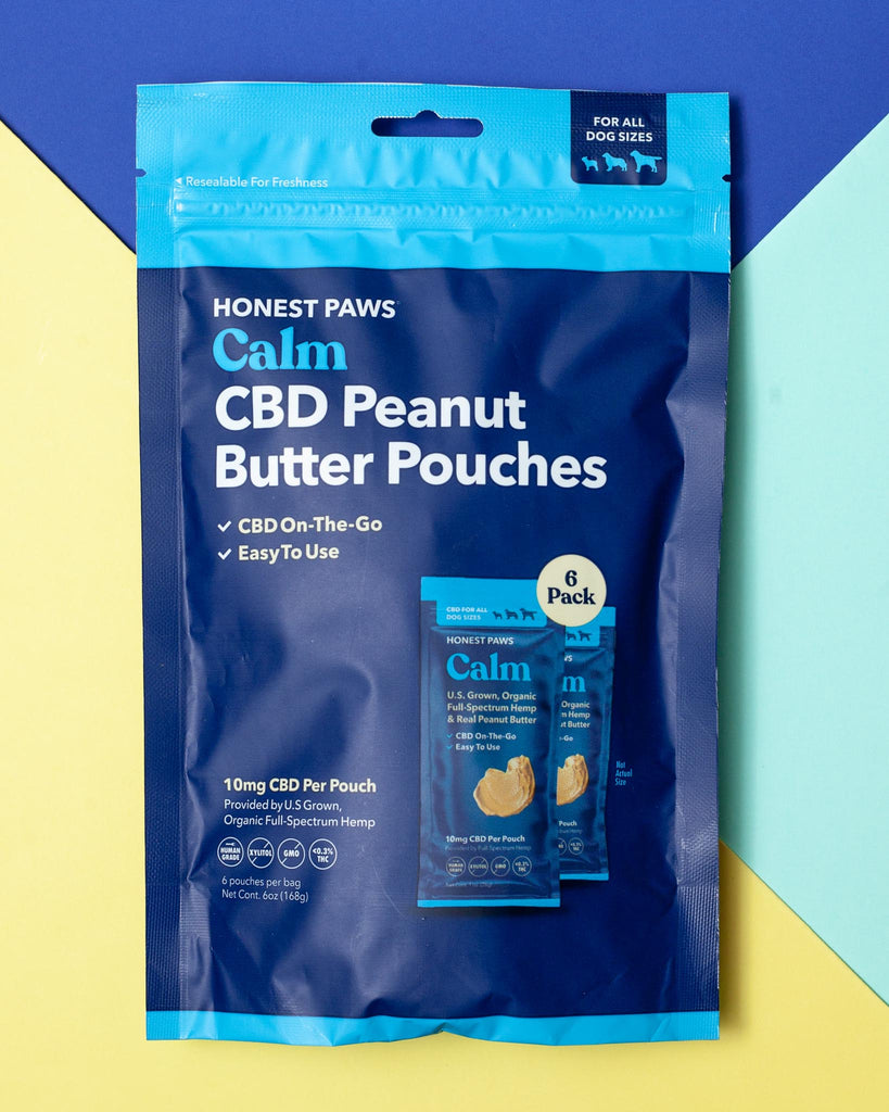 On-the-Go Calming CBD Peanut Butter Pouches Eat HONEST PAWS 6-Pack  