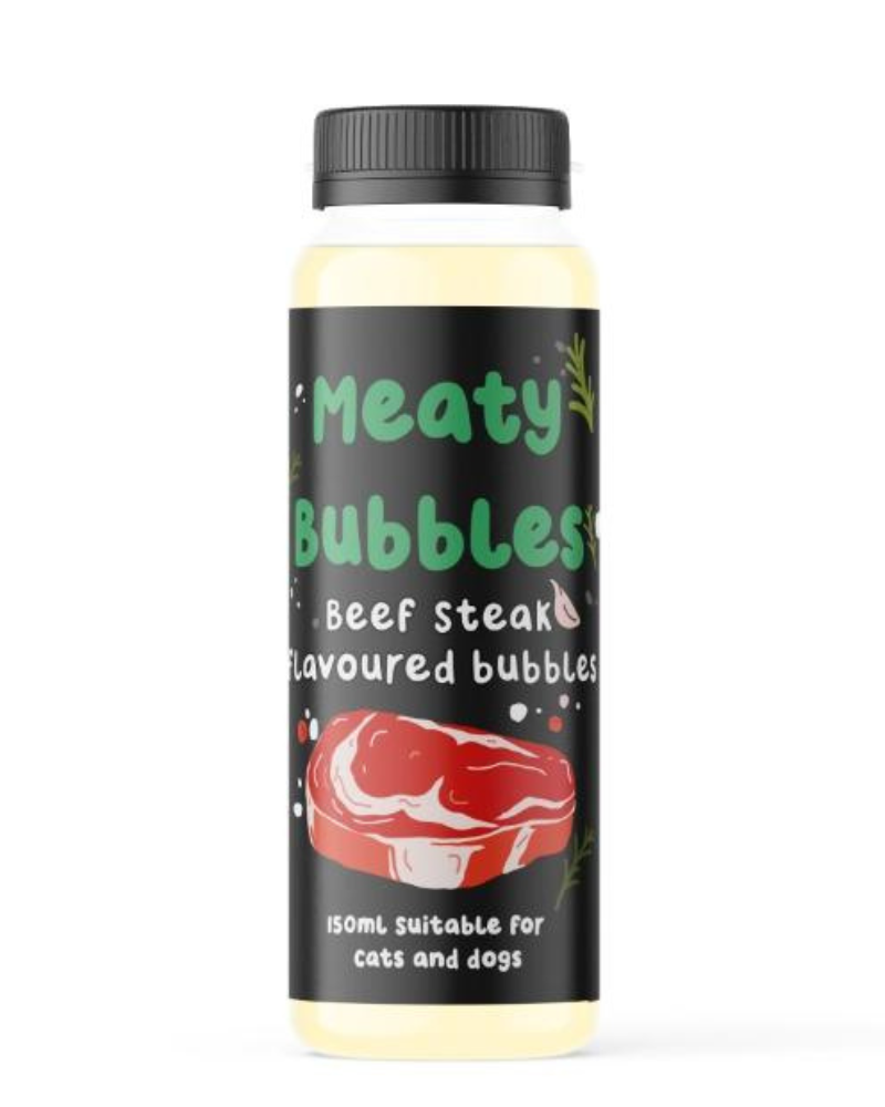 MEATY BUBBLES Beef Steak Flavored Bubbles for Dogs & Cats (Vegan