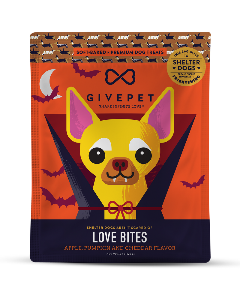 GIVEPET | Love Bites Pumpkin & Cheddar Soft Dog Treats (Made in