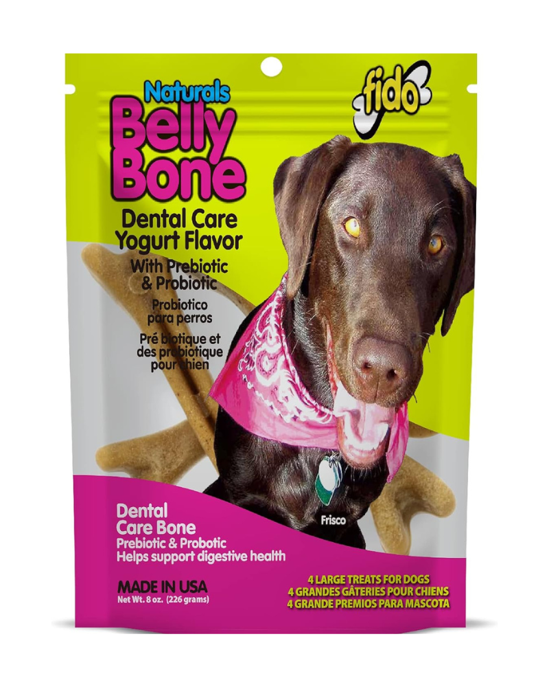 Belly Bones Dog Chews in Yogurt Flavor Eat FIDO Large (4 bones per bag)  
