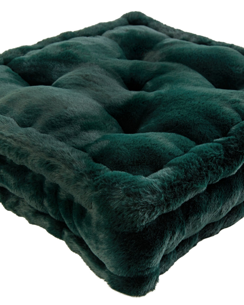 APPARIS Claudia Faux Fur Floor Pillow in Emerald Green DOG
