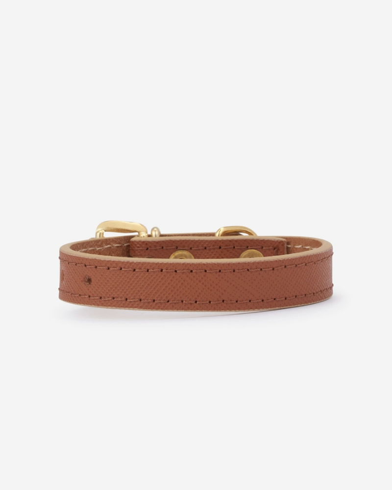 Small Dog Collar in Cognac Leather Made in Italy FINAL SALE