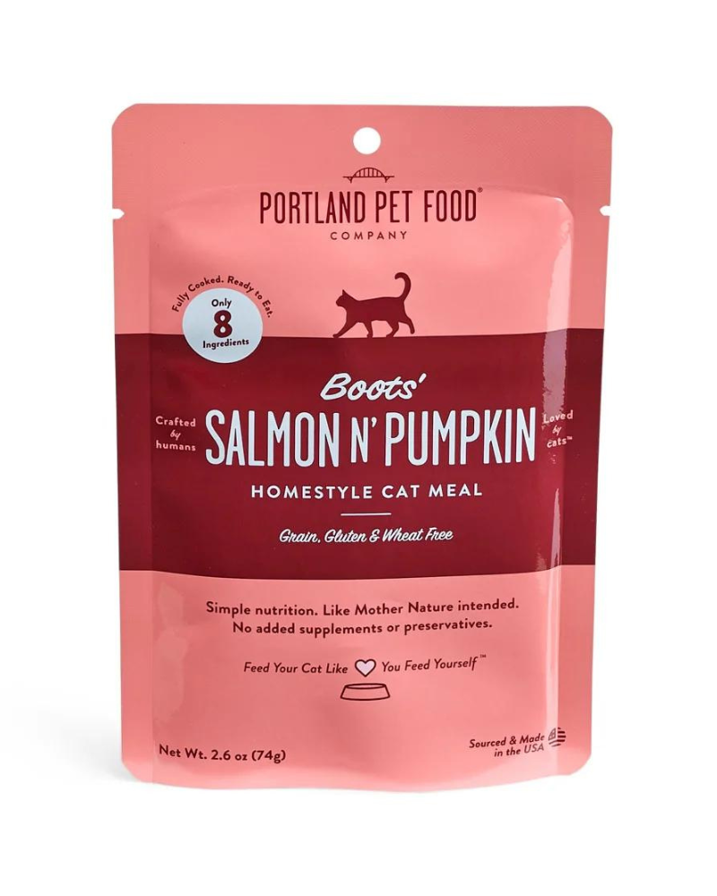 Boots' Salmon N' Pumpkin Cat Meal Pouch Eat PORTLAND PET FOOD COMPANY   