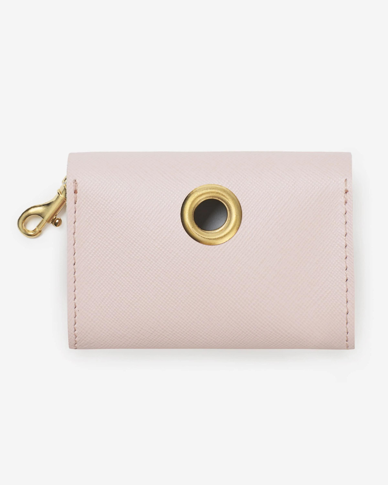 Classic Poop Bag Holder in Blush Pink Leather (Made in Italy) Walk BRANNI   