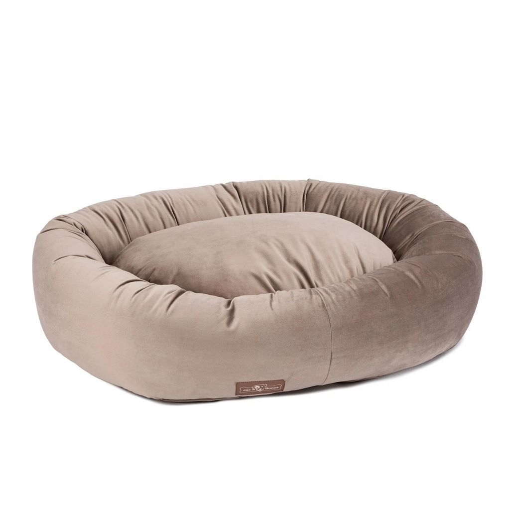 Donut Dog Bed in Vintage Velour (Direct-Ship)<br>(Made in the USA) HOME JAX & BONES Small Oak 