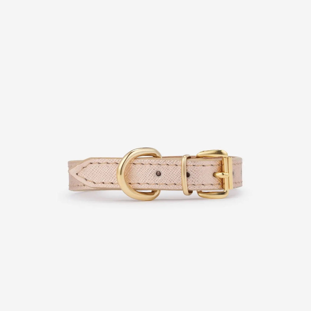 Small Dog Collar in Rose Gold Leather (Made in Italy) (CLEARANCE) WALK BRANNI   