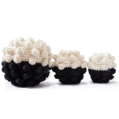 Crochet Ball Dog Toy in Black & Natural Play ALQO WASI   
