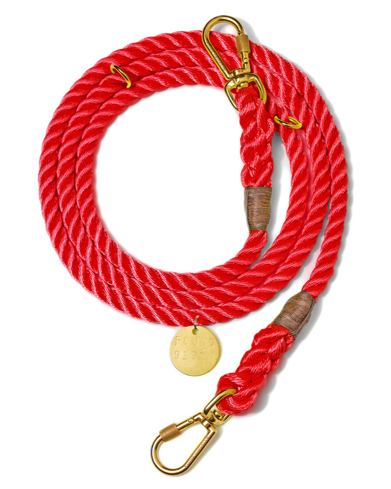 Adjustable Rope Lead in Red WALK FOUND MY ANIMAL   