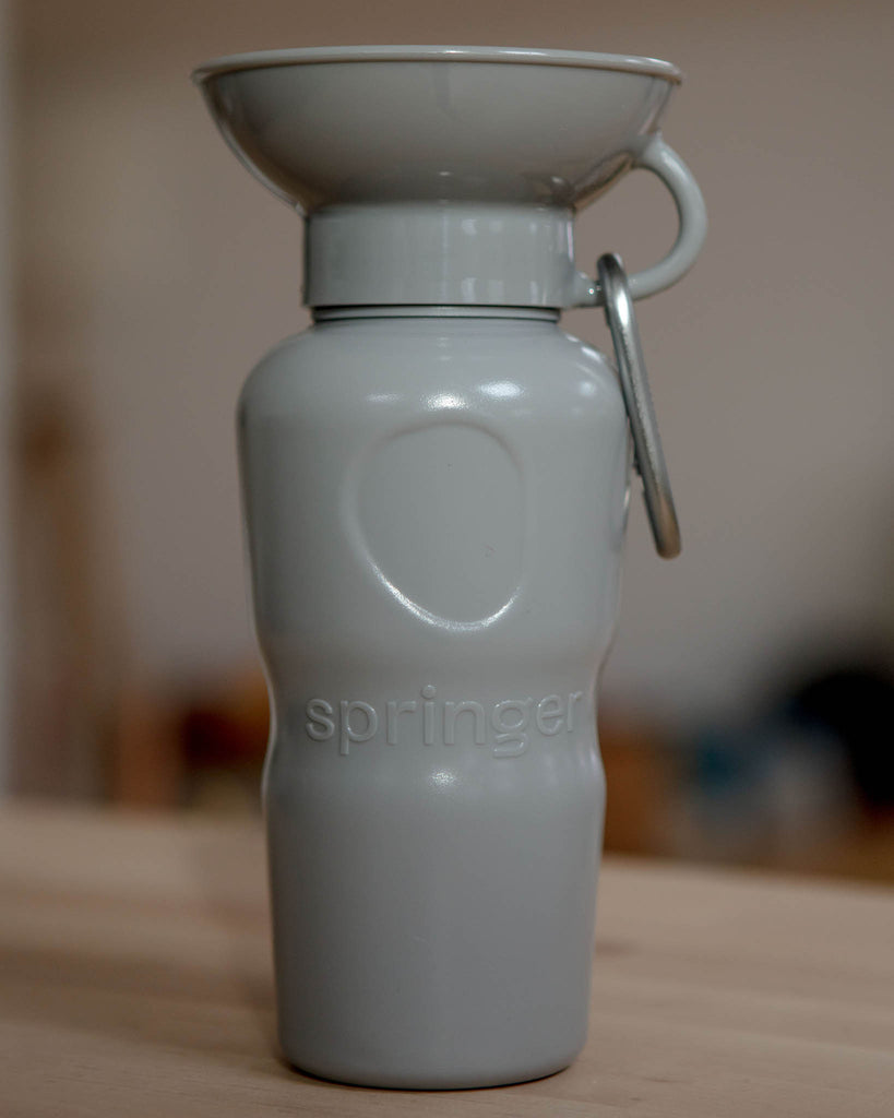 Dog Travel Water Bottle (FINAL SALE) WALK SPRINGER Grey 15oz 