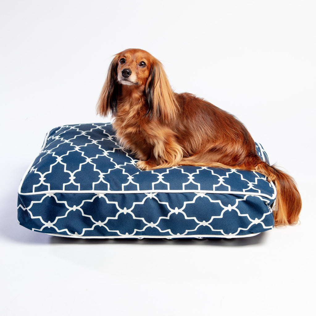 Pool & Patio Outdoor Dog Bed in Garden Gate Navy (Made in the USA) << FINAL SALE >> HOME SNOOZER   