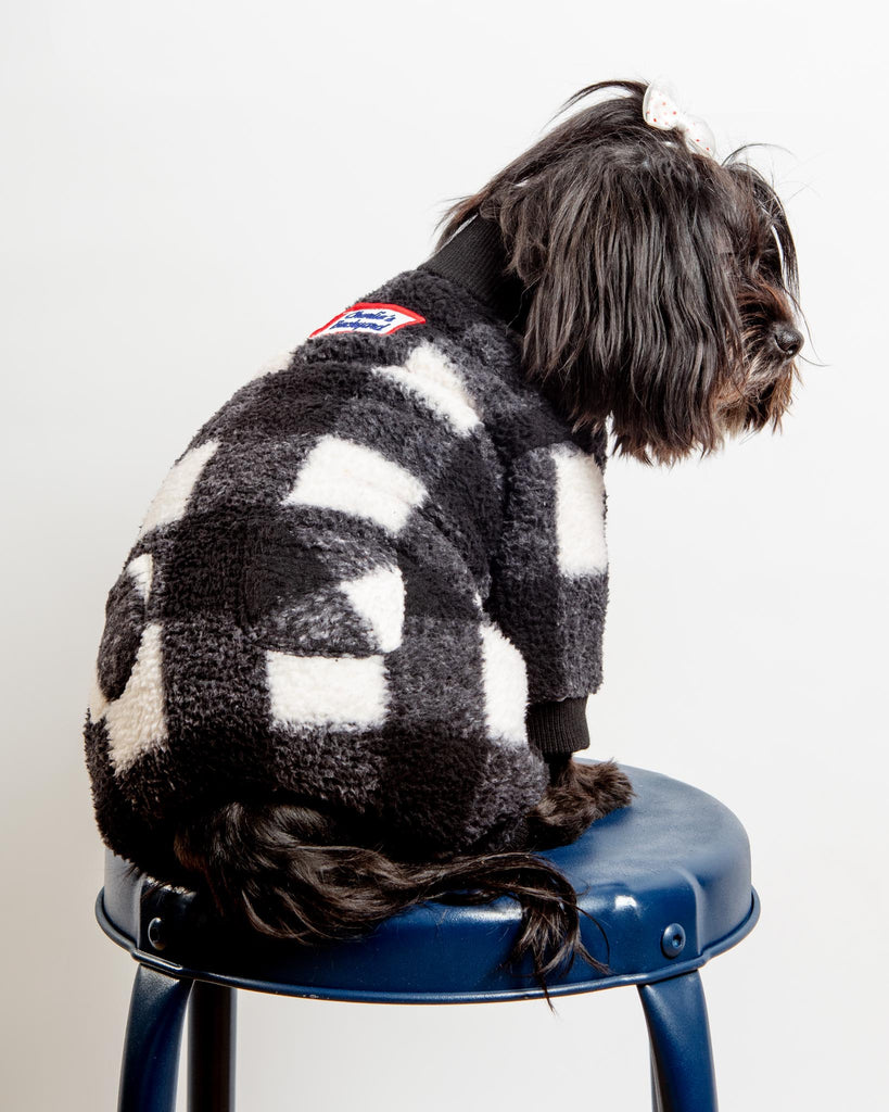 Monster Warmer Dog Onesie in Black Check (FINAL SALE) Wear CHARLIE'S BACKYARD   