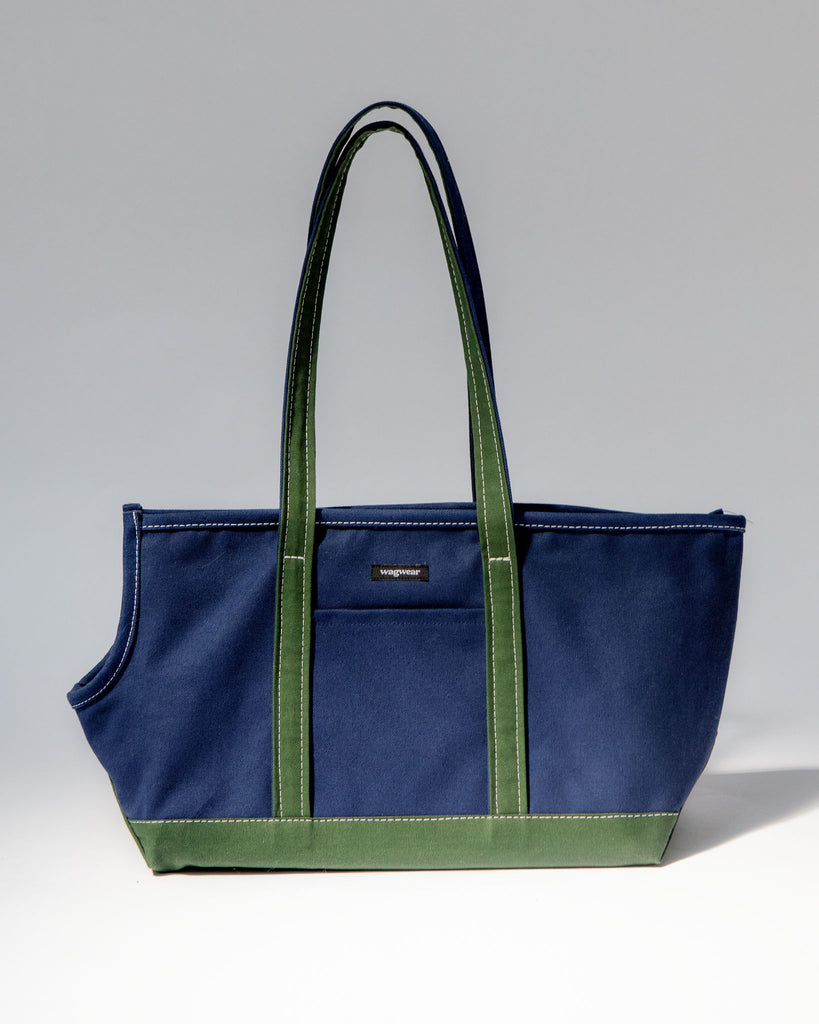 Boat Canvas Dog Tote in Navy and Olive (Dog & Co. Exclusive - Made in the USA) << FINAL SALE >> Carry WAGWEAR   