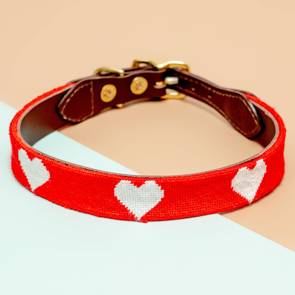 Big Hearted Needlepoint Dog Collar (FINAL SALE) WALK GOOD THREADS   