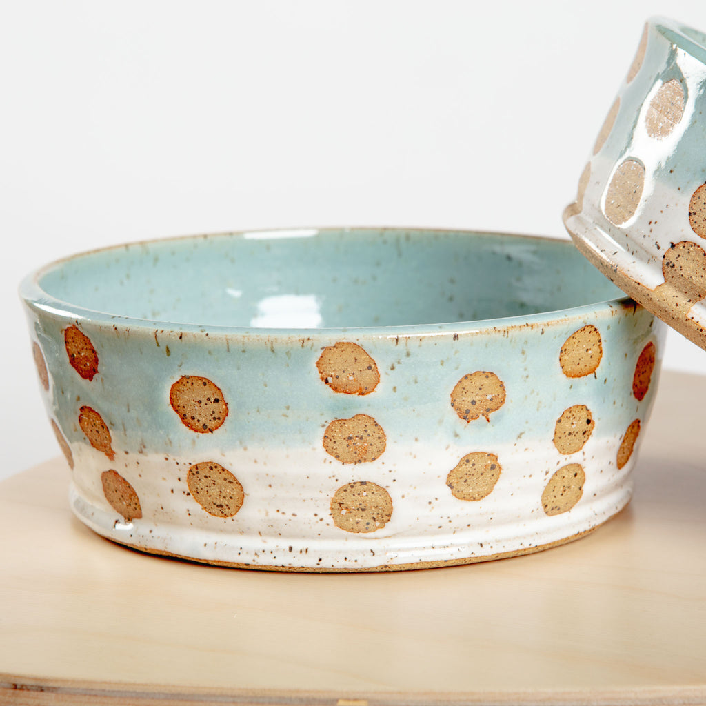 Ceramic Spotted Jade Dog Bowl (Made in the USA) EAT BARI MOSS CERAMICS   