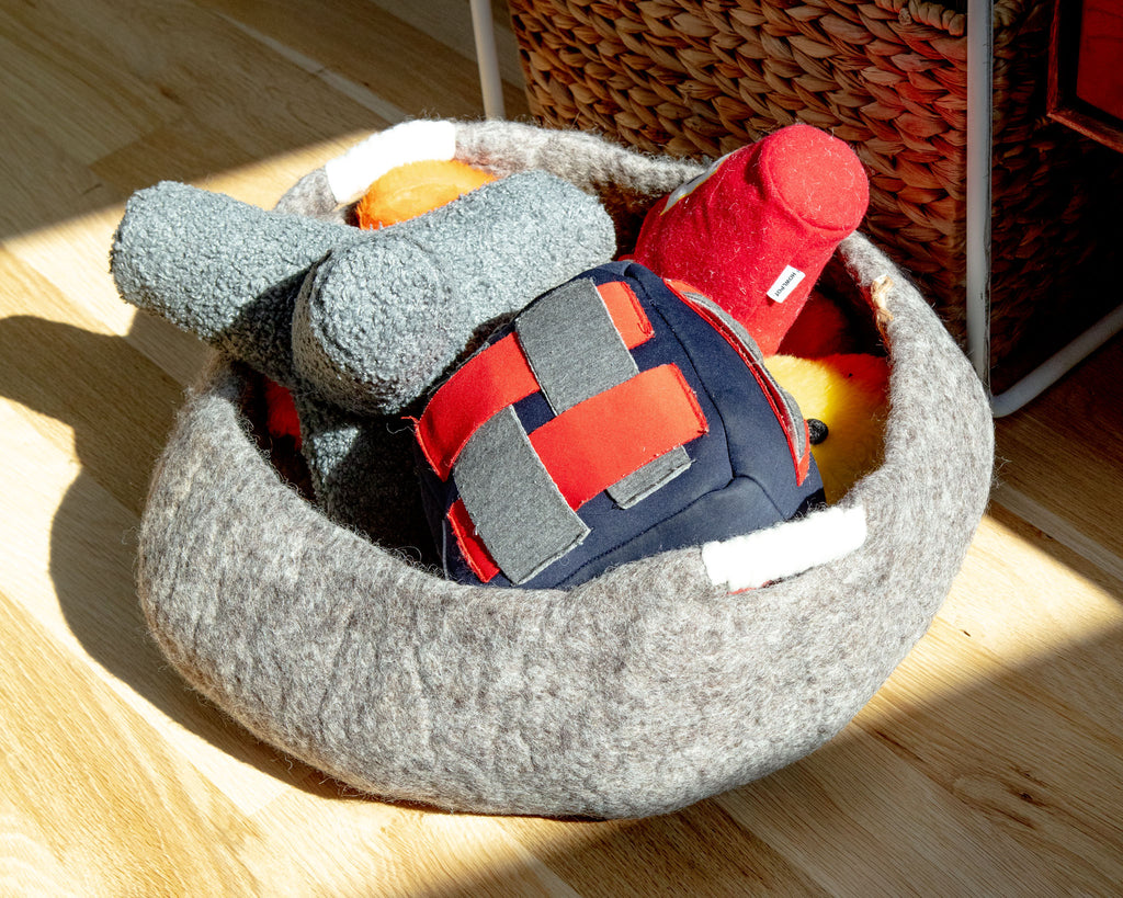 Wool Toy Basket With Handles HOME DHARMA DOG | DOG CAT   