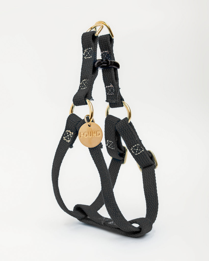 Cotton Webbing Dog Harness in Black (Made in the USA) (FINAL SALE) WALK FOUND MY ANIMAL   