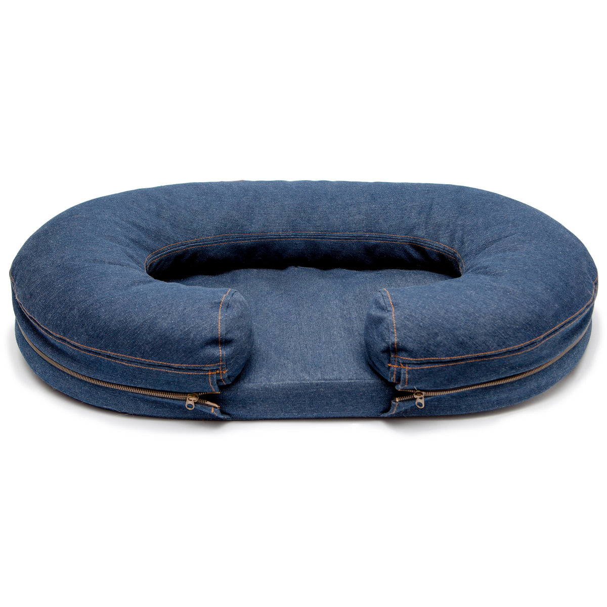 Denim top dog bed