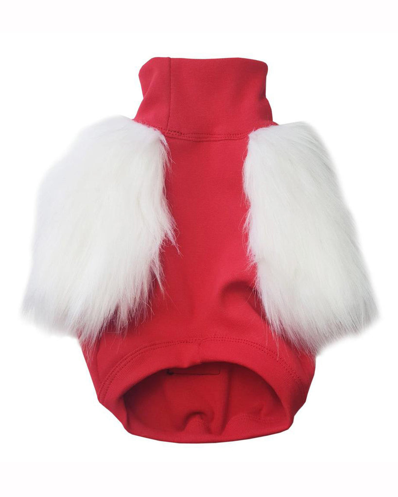 Red & White Faux Fur Dog Top (CLEARANCE) Wear EYE OF DOG   