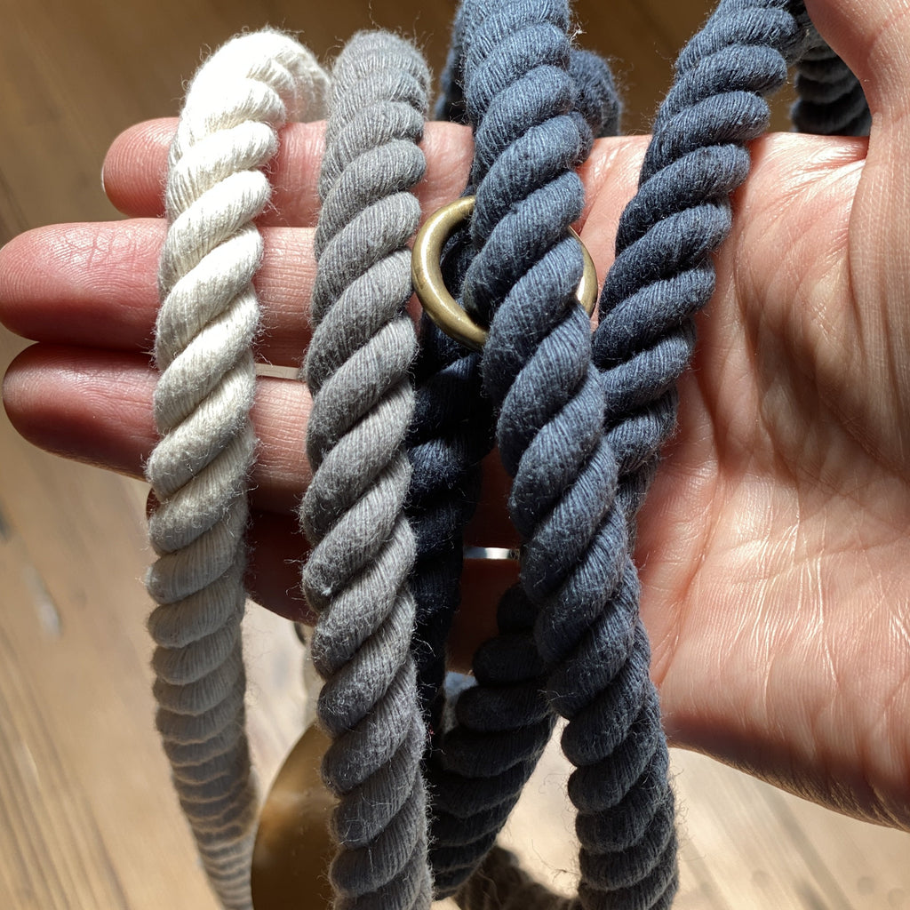 Adjustable Rope Dog Lead in Grey Ombré (Made in the USA) WALK FOUND MY ANIMAL   