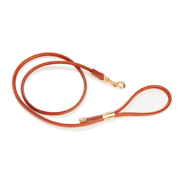 Italian Leather Dog Leash in Luggage Brown